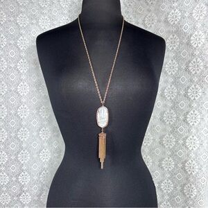 Kendra Scott Necklace Rayne 14k Gold Brass Long Rope Chain Ivory Mother of Pearl